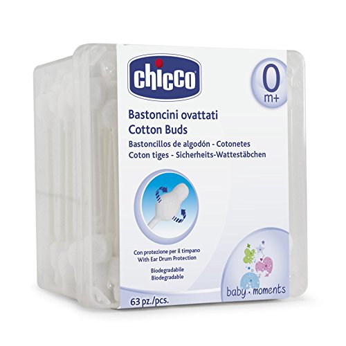 Chicco - Bastoncillos para los oídos con punta segura, 63 unidades
