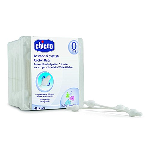 Chicco - Bastoncillos para los oídos con punta segura, 63 unidades