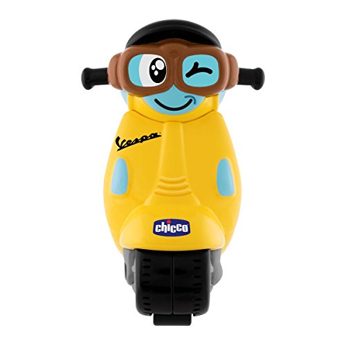 Chicco - Mini moto, Vespa Turbo Touch, con carga por retroceso, color amarillo
