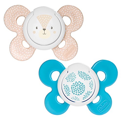 Chicco Physio Comfort - Pack de 2 chupetes de silicona 6-16 m, color azul (diseños surtidos)