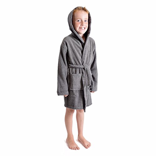 Chicos Niñas 100% Transpirable Algodón Peinado Lujoso Bata De Baño Con Capucha Toallas Suave Terry Toalla Housecoat