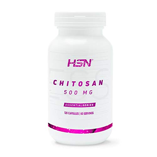 Chitosan de HSN | 500mg | Bloqueador de Grasa + Reduce el Apetito + Pérdida de peso, Fat Burner | Sin Gluten, Sin Lactosa, 120 Cápsulas