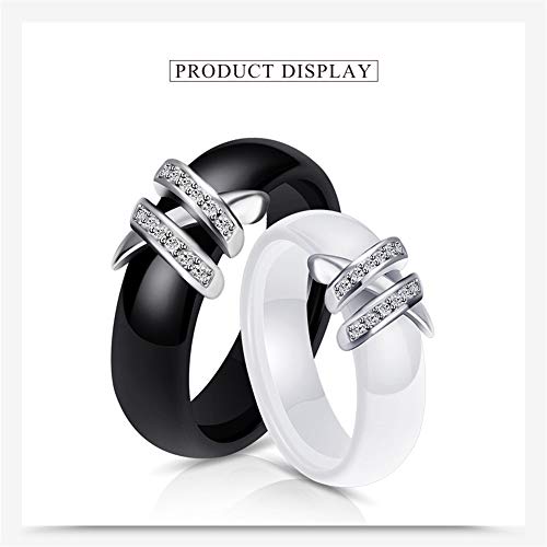 CHLOBG Joyería Doble X Forma CZ Wedding Band Anillo Unisexo Cerámico Negro Tamaño 12