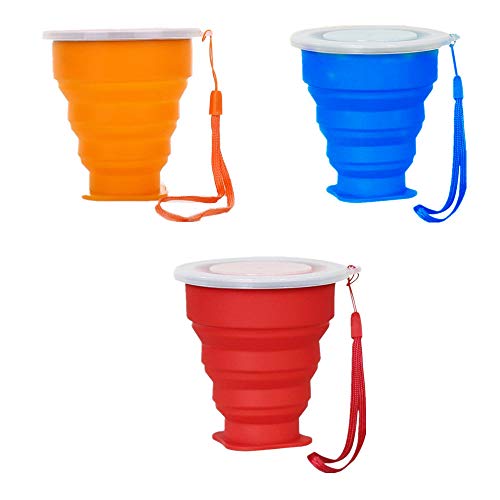Christia Bella - 3 tazas plegables de silicona para camping, picnic, senderismo, actividades al aire libre
