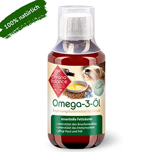 ChronoBalance Omega-3 Aceite para Perros, complemento alimenticio para articulaciones, Cuidado del Pelo, antiinflamatorio, Aceite de linaza, Aceite de salmón