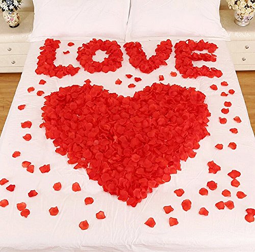 CHSYOO 1000 x Hojas Artificiales Rosas Flores Confeti, Decoración Accesorios para Bodas Fiesta Cumpleaños San Valentín, Rojo