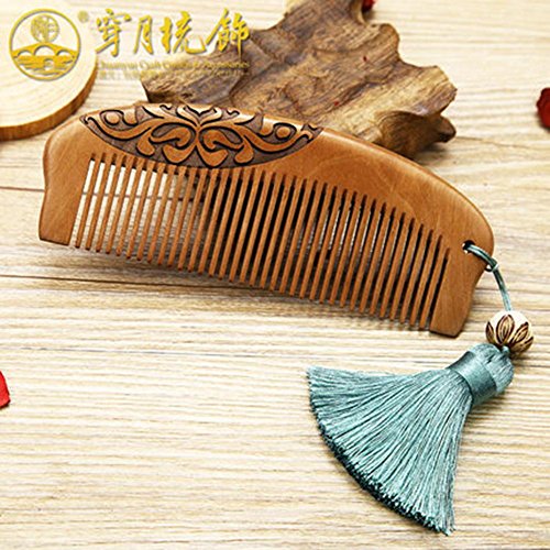 CHUANGHDF Comb ® Peine de Caoba Grande Incienso de Peine de sándalo Precioso Peine de Masaje de Pelo Rizado antiestático Penetración de cabellos Peine de Madera, Flowers and Young Men