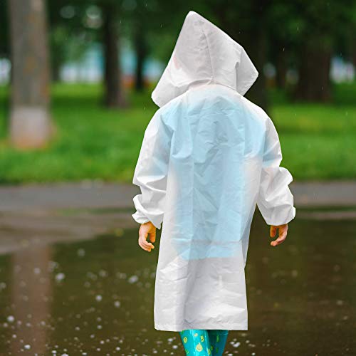 Chubasquero Transparente - Reutilizable e Impermeable - Abrigo Poncho Protección Resistente a Lluvia - Chaqueta Con Capucha y Mangas - Viaje, Festivales, Senderismo, Emergencia - Unisex (1 Pc, Niño)