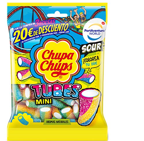 Chupa Chups Gomis, Golosinas de Sabor Frutal con Aromas Naturales, Bolsa de Tubos Ácidos de 150 gr.