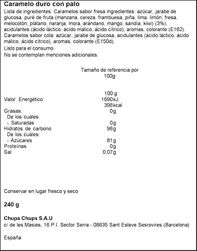 Chupa Chups Original, Caramelo con Palo de Sabores a Fresa, Super Chups 20 unidades de 12 gr. (Total 240 gr.)