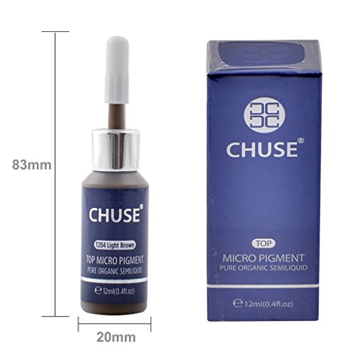 CHUSE T204 Marrón claro Color cosmético de la tinta permanente del tatuaje del maquillaje del micro pigmento microblading Aprobó SGS, DermaTest 12ml (0.4fl.oz)