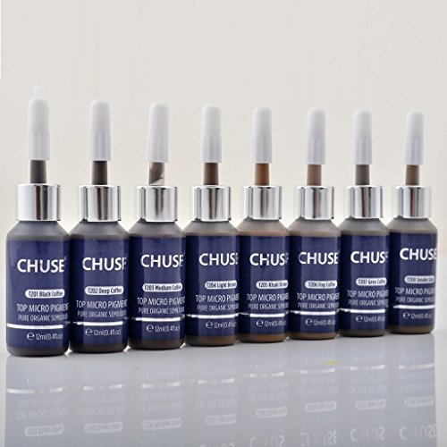 CHUSE T204 Marrón claro Color cosmético de la tinta permanente del tatuaje del maquillaje del micro pigmento microblading Aprobó SGS, DermaTest 12ml (0.4fl.oz)