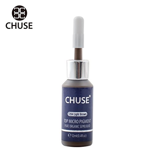 CHUSE T204 Marrón claro Color cosmético de la tinta permanente del tatuaje del maquillaje del micro pigmento microblading Aprobó SGS, DermaTest 12ml (0.4fl.oz)