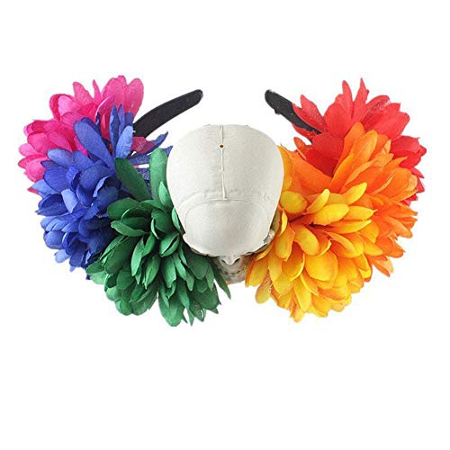 Cintas de Pelo para Mujer, Flores Artificiales Cráneo Hebilla Cabeza Cuernos Truco Funny Halloween Cosplay Party Hairband, Halloween Suave Cabeza Envuelva Hairband Novedad Accesorios De Cabello Fest