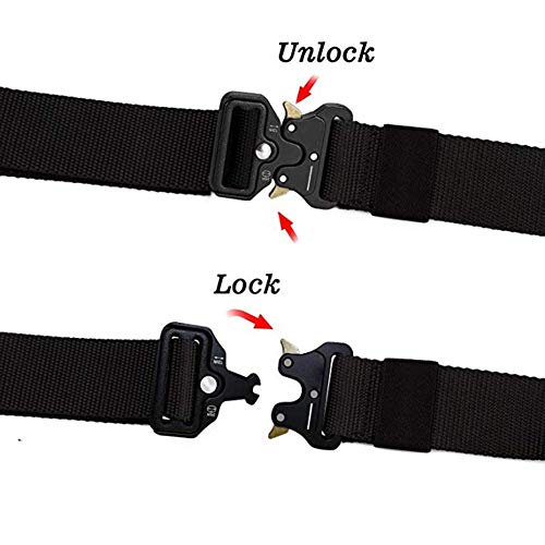 Cinturón táctico de los hombres Estilo militar con nosotros Cinturón de nylon de alta resistencia para el entrenamiento de caza Ejército que se ejecuta (Negro-1.5)