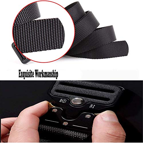 Cinturón táctico de los hombres Estilo militar con nosotros Cinturón de nylon de alta resistencia para el entrenamiento de caza Ejército que se ejecuta (Negro-1.5)