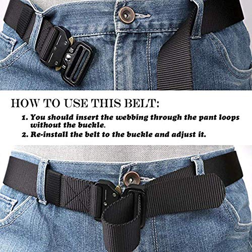 Cinturón táctico de los hombres Estilo militar con nosotros Cinturón de nylon de alta resistencia para el entrenamiento de caza Ejército que se ejecuta (Negro-1.5)