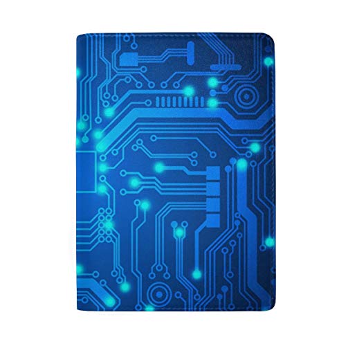 Circuit Electronic Computer Technics Detalle de la Cubierta del Soporte del Pasaporte Billetera, Estuche para Tarjetas de Bloqueo RFID Protector del Organizador del Pasaporte de Viaje