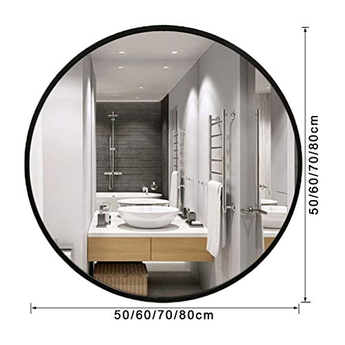 CíRculo Moderno Espejo CosméTico Espejo De BañO Espejo Redondo Montado En La Pared Espejo De Aumento De Maquillaje Espejo For Vestirse Espejo Con Marco De Metal, DiáMetro 50/60/70/80cm, Negro, Dorad