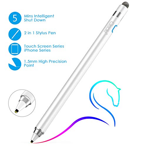Ciscle Lápiz óptico 2 en 1 lápiz táctil táctil Recargable con Punta de Cobre de 1,5 mm con Apagado automático de 5 Minutos y Punta de Fibra, Compatible con iPad Pro/iPad 2018, Samsung (Blanco)