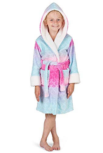 CityComfort Albornoz Suave para Niños | Bata de Baño Infantil con Capucha | Albornoces Suave para Niños Cómodo Unicornio, Sirena, Gato, Gris, Rosado, Púrpura (9/10 años, Arco Iris)