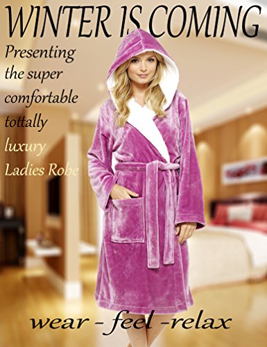 CityComfort Vestido de Las señoras Traje súper Suave con Forro de Piel Albornoz Felpa Albornoz para Mujeres (S, Orchidee Rosa)