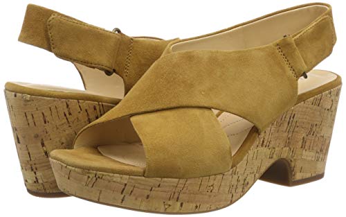 Clarks Maritsa Lara, Sandalia con Pulsera Tira de Tobillo, Amarillo (Ochre Suede-), 41 EU