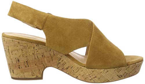 Clarks Maritsa Lara, Sandalia con Pulsera Tira de Tobillo, Amarillo (Ochre Suede-), 41 EU