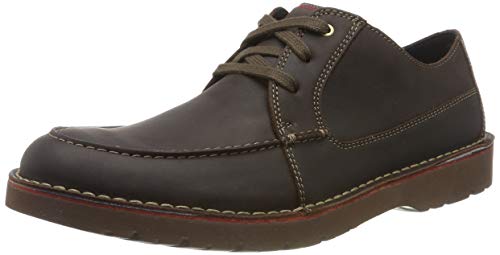 Clarks Vargo Vibe, Zapatos de Cordones Derby para Hombre, Marrón Oscuro Lea Dark Brown Lea, 46 EU