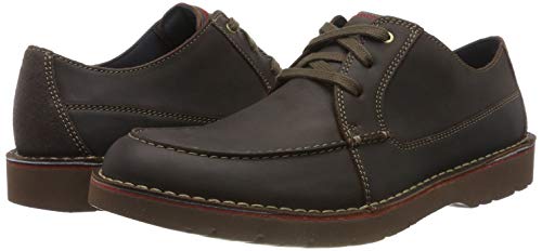 Clarks Vargo Vibe, Zapatos de Cordones Derby para Hombre, Marrón Oscuro Lea Dark Brown Lea, 46 EU