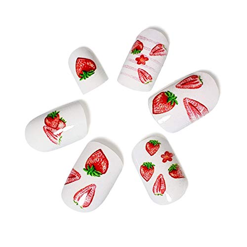 Clhbaih Uñas Falsas 24 Piezas de Miss Nails Adorable Falso Uñas for los niños Embroma la Cubierta Completa de Puntas de Las uñas Precioso Partido por los Clavos Falsos (Color : A HWJ200501)