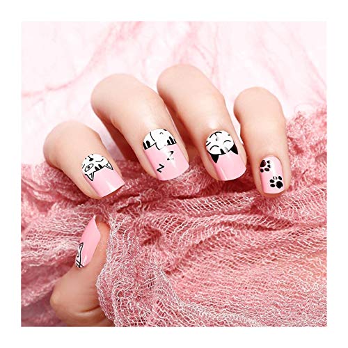 Clhbaih Uñas Falsas 24 Piezas de Miss Nails Adorable Falso Uñas for los niños Embroma la Cubierta Completa de Puntas de Las uñas Precioso Partido por los Clavos Falsos (Color : A HWJ200501)