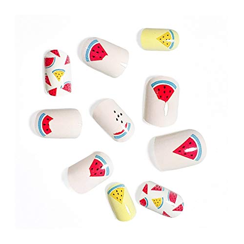 Clhbaih Uñas Falsas 24 Piezas de Miss Nails Adorable Falso Uñas for los niños Embroma la Cubierta Completa de Puntas de Las uñas Precioso Partido por los Clavos Falsos (Color : A HWJ200501)