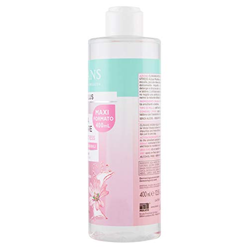 CLINIANS HYDRA PLUS agua micelar activa antiestrés para pieles secas o sensibles, con Extracto de Malva, 400 mL