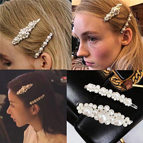 clips de pelo 4Pcs, iFanze clips de pelo perlas, clips de pelo niña, clips de pelo boda, clips de pelo mujer, por regalo cumpleaños y regalo chicas, boda