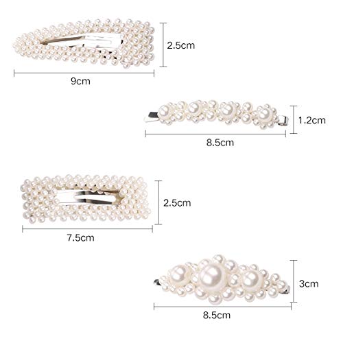 clips de pelo 4Pcs, iFanze clips de pelo perlas, clips de pelo niña, clips de pelo boda, clips de pelo mujer, por regalo cumpleaños y regalo chicas, boda