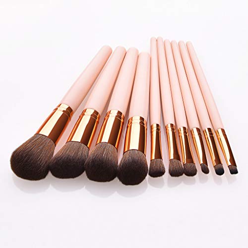 CLOOM Conjunto De Brocha De Maquillaje 10 Piezas De Pinceles Maquillaje De Fibra SintéTica Para Las Cejas, Sombra De Ojos, Base De Maquillaje, Polvos Makeup Brush Del Carnaval Boda
