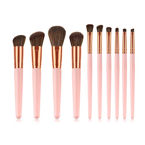 CLOOM Conjunto De Brocha De Maquillaje 10 Piezas De Pinceles Maquillaje De Fibra SintéTica Para Las Cejas, Sombra De Ojos, Base De Maquillaje, Polvos Makeup Brush Del Carnaval Boda