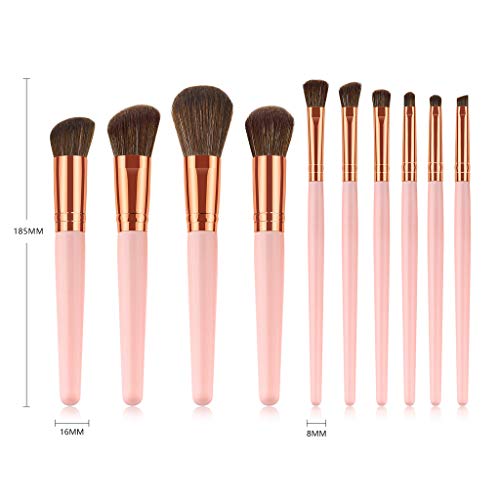CLOOM Conjunto De Brocha De Maquillaje 10 Piezas De Pinceles Maquillaje De Fibra SintéTica Para Las Cejas, Sombra De Ojos, Base De Maquillaje, Polvos Makeup Brush Del Carnaval Boda