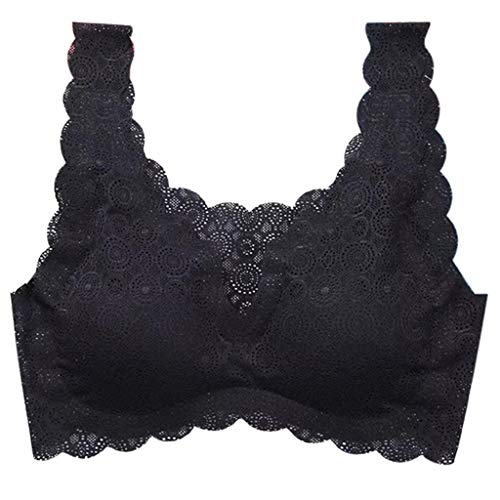 CLOOM Sexy Encajes Sujetador Deportivo Moda Hueco Sin Costuras Sostén Suave Cómodo Bra Ropa Interior Dormir Chaleco Bralette Top para Mujer Gimnasio Ciclismo Yoga