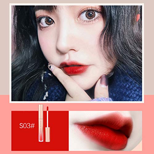Cloud ROM Lápiz Labial Líquido Mate de Larga Duración Kit Pintalabios Impermeable Resistente al Agua Maquillaje Linda Boca Tubo Ladrillo Rojo Labial tía roja no es fácil Terciopelo Dulce Super Stay