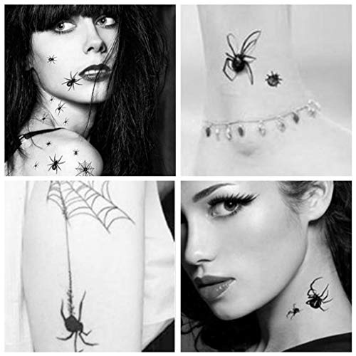 CMTOP Tatuajes Temporales Hlloween Tattoos (10 Hojas) araña Tatuaje Pegatinas para decoraciones de fiesta de Halloween Cosplay
