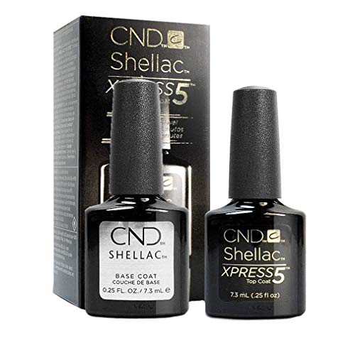 CND Shellac Xpress5 Laca de uñas de capa superior y laca de uñas de capa base, esmalte gel profesional, 7,3 ml por frasco