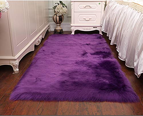 CNFQ - Alfombra sintética, diseño suave de imitación de lana de oveja, morado, 60 x 120 cm