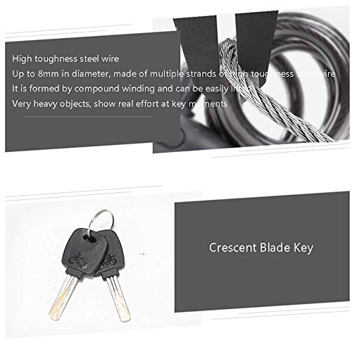 CNMDB Accesorios para Bicicletas Moto T Cerradura, Seguro antirrobo/fácil de almacenar/Bicicletas antirrobo de Bloqueo de Alta Resistencia/Fuerte y Duradero/Cerraduras de Cable Son adecuados for n B