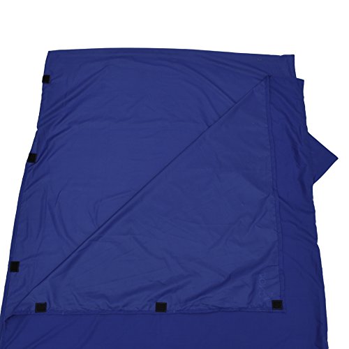 CNOC Prima Saco de Dormir de Verano de Microfibra + Funda para la Almohada I Liner | Saco Sabana - para Viaje y Camping de Verano - Azul, 220x90 cm, 330 gr