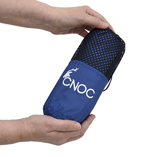 CNOC Prima Saco de Dormir de Verano de Microfibra + Funda para la Almohada I Liner | Saco Sabana - para Viaje y Camping de Verano - Azul, 220x90 cm, 330 gr