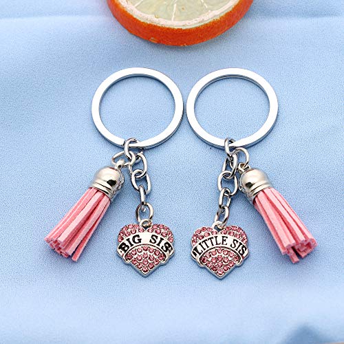 Coagurmes - Llavero con borla para niña y mujer, diseño de hermana pequeña, color rosa