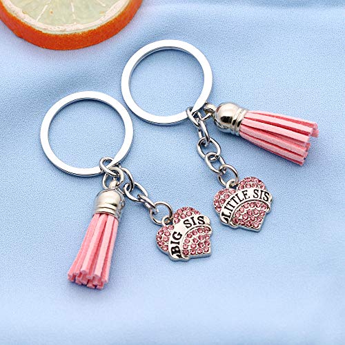 Coagurmes - Llavero con borla para niña y mujer, diseño de hermana pequeña, color rosa