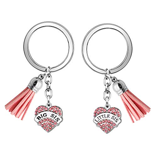 Coagurmes - Llavero con borla para niña y mujer, diseño de hermana pequeña, color rosa